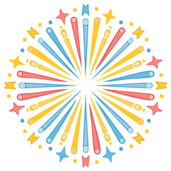 Festive Fireworks Explosion Illustration Vibrant Celebration Holiday Event Symbol Bright Rays Celebration Design Element Decoration