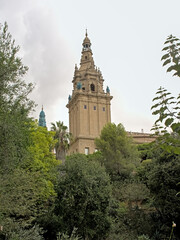 Naklejka premium Tower of the National Art Museum of Catalonia, Barcelona, Catalonia, Spain 