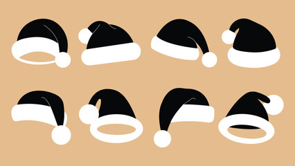 Fototapeta premium Vector illustration collection of various christmas santa hats on colored background