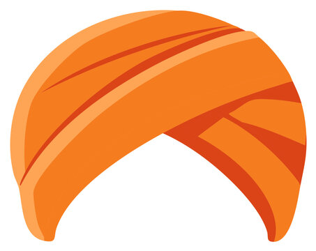 Traditional Indian Orange Turban Pagri Vector Graphic Illustration