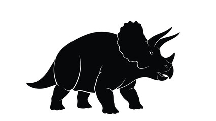 Black silhouette of a triceratops dinosaur with visible facial and horns © Salman