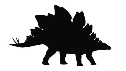 Silhouette of a dinosaur with spiked back and tail black white © Salman
