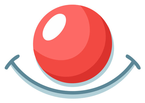 Happy Clown Face Icon with a Big Red Nose and a Wide Smile Illustration