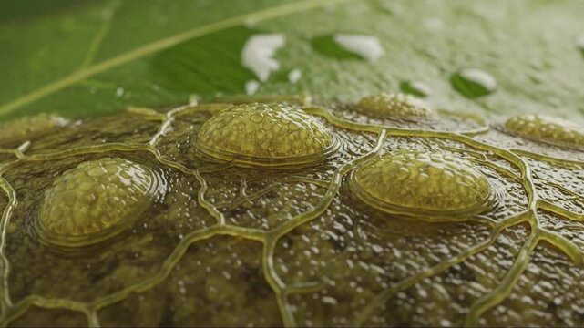Close-up of tiny freshwater turtle eggs on a mossy surface revealing detailed textures and organic