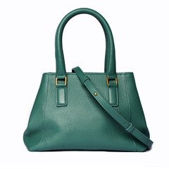 Women's leather bag on a white background.