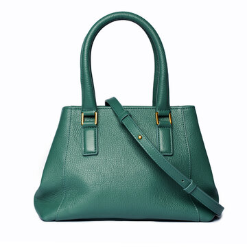 Women's leather bag on a white background.