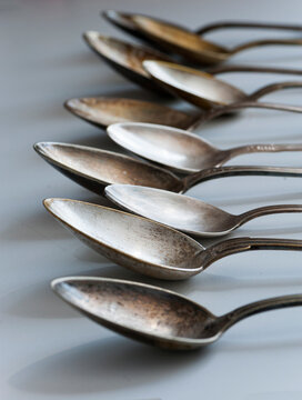 Vintage Silver Spoons Metal Texture Set