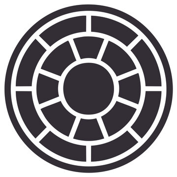 Simple circular icon with segmented rings, color wheel or chart symbol