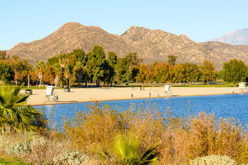 Picturesque Pathway Winding Through Lake Perris Park