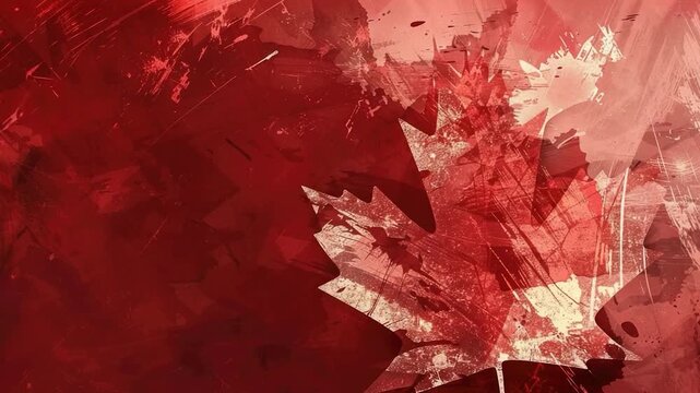 Video A single red maple leaf sitting on a textured, grungy surface