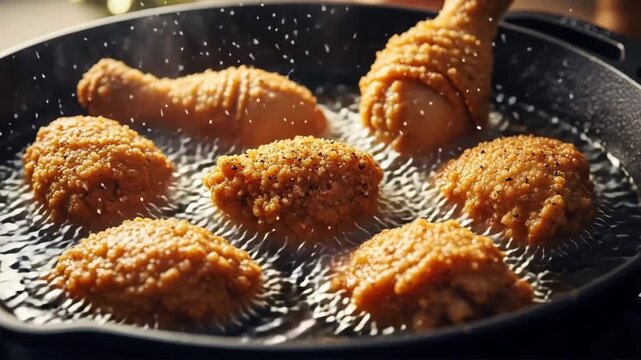 Delicious fried sesame seed covered pastries cooking on a hot griddle with golden brown crispy &nbsp;Ai HD 4K video.
