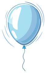 Illustrated light blue balloon with movement lines for celebratory occasions and party decorations