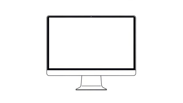 A minimalist line drawing of a computer monitor with a simple base