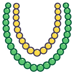 Obraz premium Colorful beaded necklaces in green and yellow arranged in a curved pattern