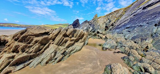 Les rochers de la plage de Whitesands Bay au Pays de Galles © Alain Crépin