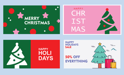 Set of different Christmas cards . Happy holidays . Happy Christmas cards . Marry Christmas posters