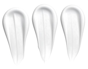 Three smooth smears of white cream