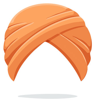 Traditional Indian orange turban pagri headwrap vector illustration isolated
