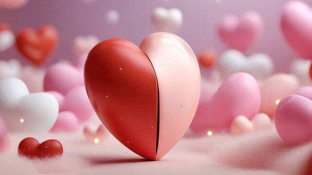 Heart gradient design with various shades and sizes creates a whimsical, enchanting atmosphere perfect for celebrating love and affection