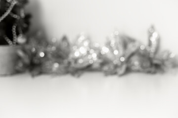 Christmas background. Blurred festive decorations featuring shimmering lights and soft textures create warm and inviting holiday atmosphere. Demonstrating color of 2026 year, Cloud, Dancer