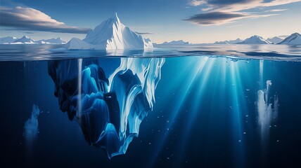 Sunlit iceberg in arctic waters