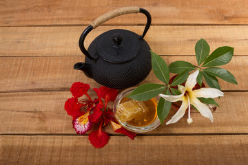 Fresh flower honey collected in summer