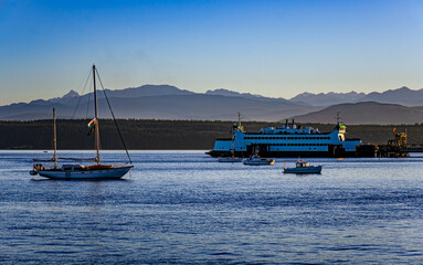 Early morning light on boats in the harbor at Port Townsend Washington