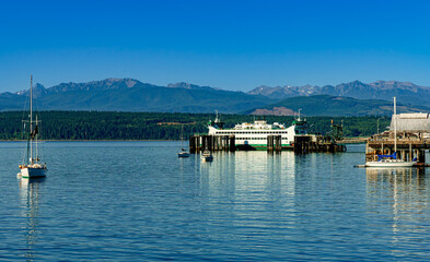 Early morning light on boats in the harbor at Port Townsend Washington
