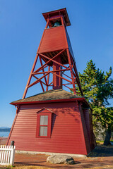 Historic red antique lighthouse