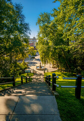 Steps leading down to town at a park in Port Townsend Washington