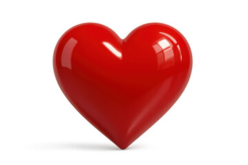 Fototapeta premium Red glossy heart symbol expressing love, romance, passion, and valentine's day celebrations on a transparent background