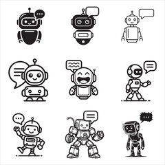Flat Design AI Chatbot Robot Assistant Speech Bubble