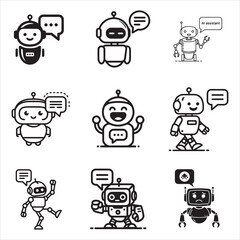Black AI Chatbot Robot Assistant Dialogue Bubble Vector