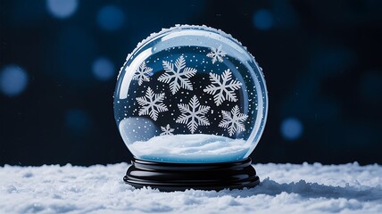 Winter snow globe with snowflakes