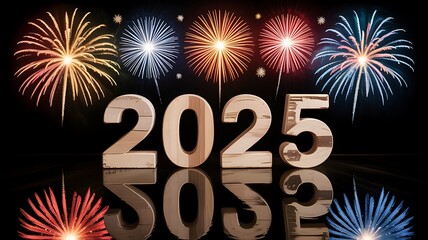 Celebrating the new year 2025 with fireworks
