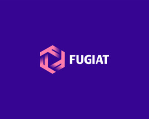 Abstract geometric logo. Creative hexagon from letters F vector sign. Universal construction real estate symbol.