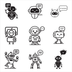Assistant AI Chatbot Robot Speech Bubble Black Vector