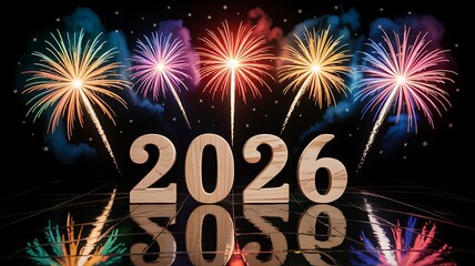 Celebrating the year 2026 with fireworks
