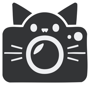 Cute cat face camera icon illustration digital photography symbol design