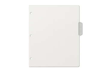Blank binder divider with three holes and tab, organizing documents in office, transparent background