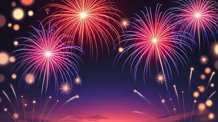 Vibrant fireworks display at night