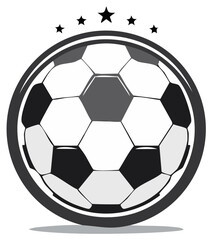 Fototapeta premium Soccer Ball Emblem With Stars and Circular Frame