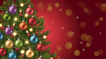 Colorful christmas tree with ornaments