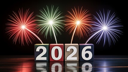 Celebrating the new year 2026 with fireworks