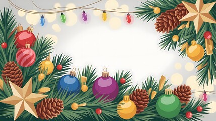 Colorful christmas decorations frame