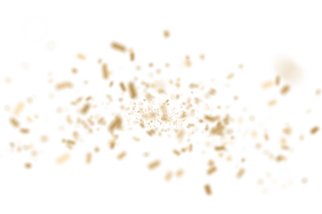 Shower of warm beige and gold rectangles tumbling through white space, an abstract storm of shimmering shapes that feel like tiny gift boxes swirling in a playful festive breeze

