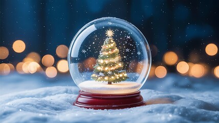 Christmas tree in snow globe