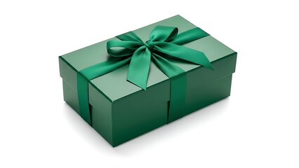 Obraz premium A green gift box with ribbon