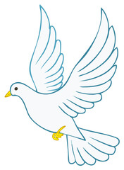 Fototapeta premium Graceful white dove with outstretched wings flying depicted in a stylized artistic form