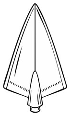 Arrowhead with bold outlines. Ancient weapon, monochrome illustration.